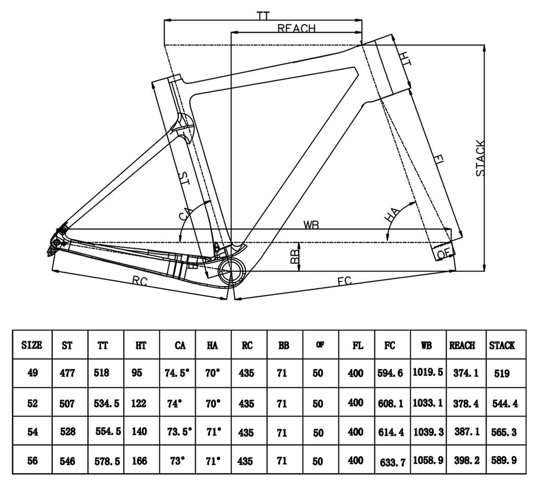 KORI 700C Carbon Disc Gravel Frame DCRF135D Structure