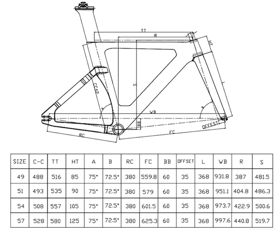 KORI 700C Disc Carbon TRACK Frame DCRF045D Structure